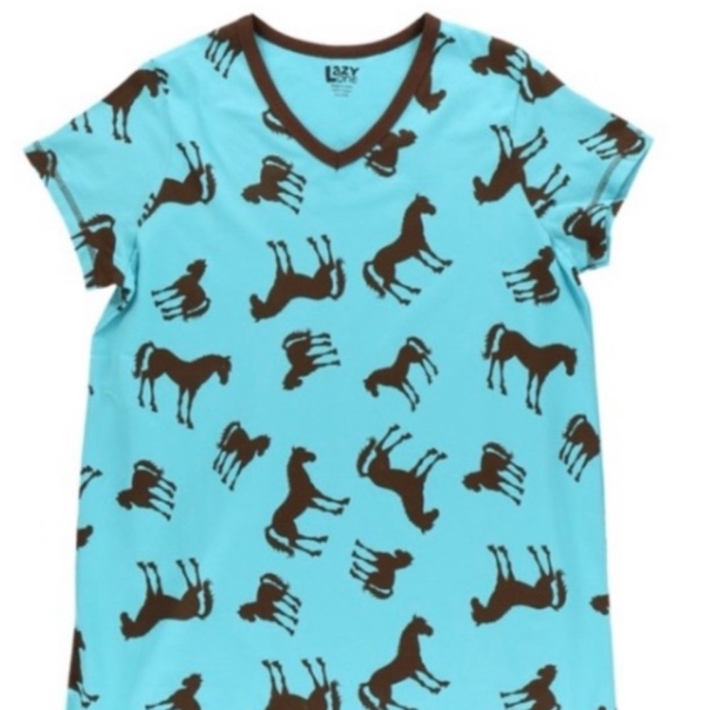 NWTS Lazy One Women’s Turquoise Horse Nightshirt